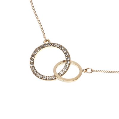 Gold tone double circle necklace